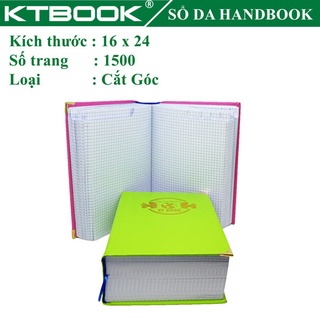 SỔ GHI CHÉP BÌA DA KTBOOK HANDBOOK CAO CẤP 1500 trang size 16 x 24 cm ruột giấy in caro (Cắt Góc)