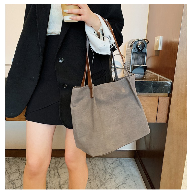 Túi đeo vai túi xách nữ CHEN basic, túi vải canvas đeo vai a4 đi chơi du lịch dây xách da pu TX50