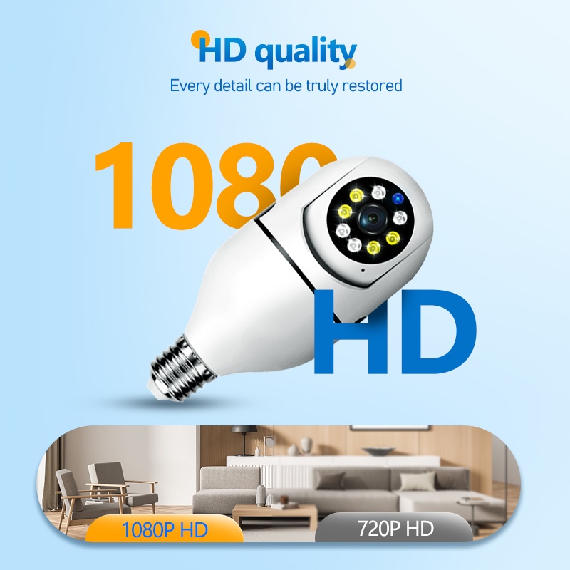 Camera An Ninh E27 cctv IP 1080HD 3MP 5G wifi ptz cctv Không Dây Xoay 360 Độ Hình Bóng Đèn | BigBuy360 - bigbuy360.vn