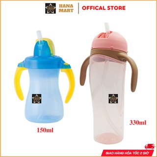 Bình tập uống nước tay cầm Pigeon Straw Bottle Tall 330ml và bình Petite Straw Bottle 150ml