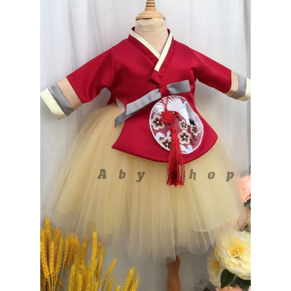 Váy hanbok cho bé tặng cài tóc