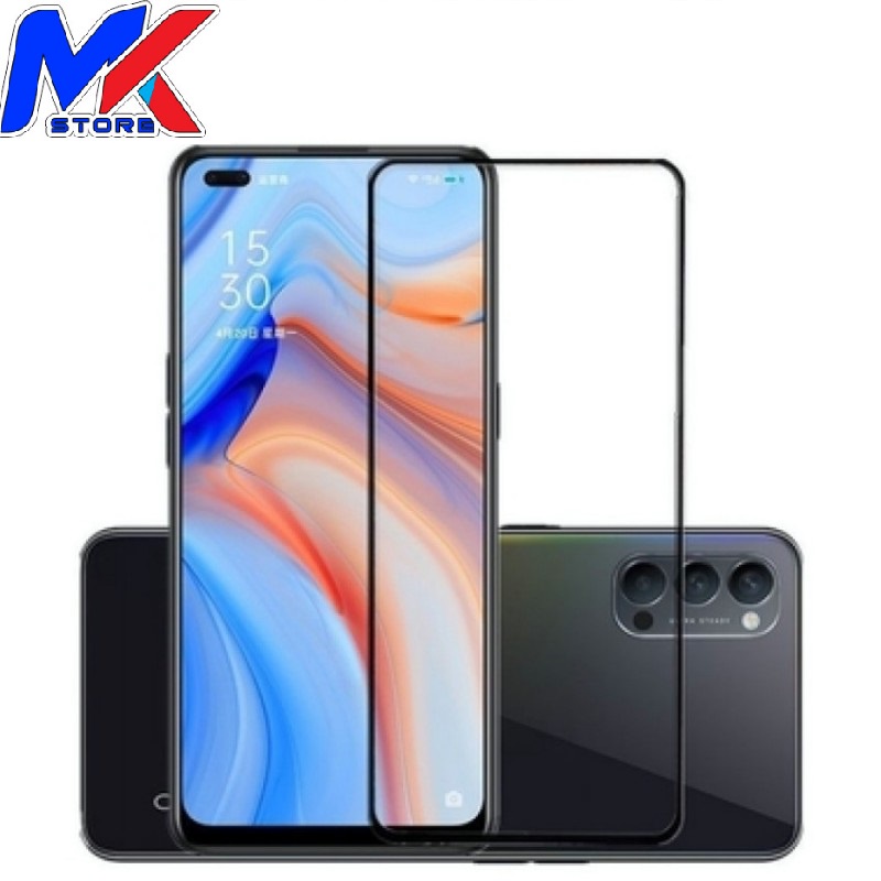 Kính cường lực bảo vệ màn hình ĐT OPPO Reno 4 full màn hình full keo - tặng bộ giấy lau kính trị giá 10K