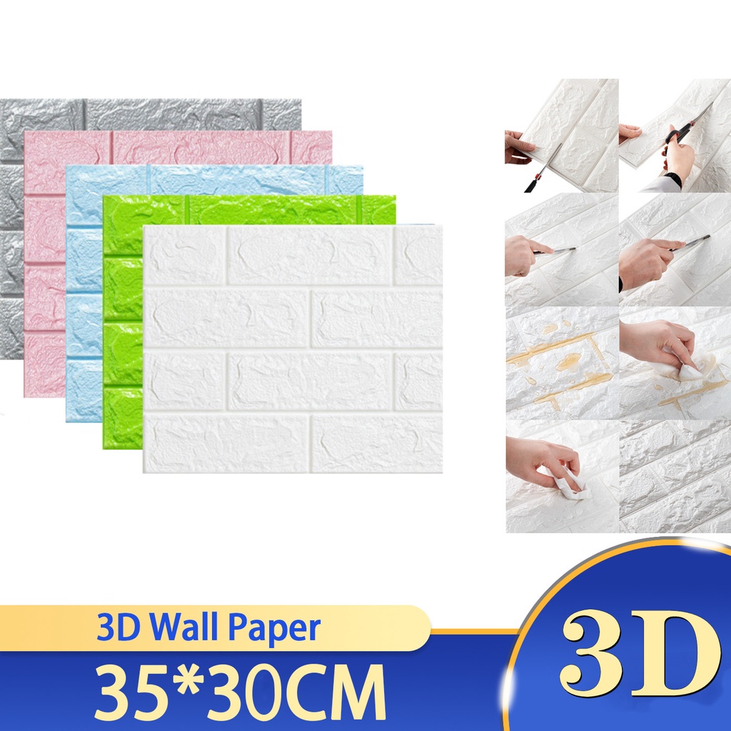 Miếng dán tường 3D bằng xốp chống thấm nước trang trí nhà cửa cỡ 35*30cm