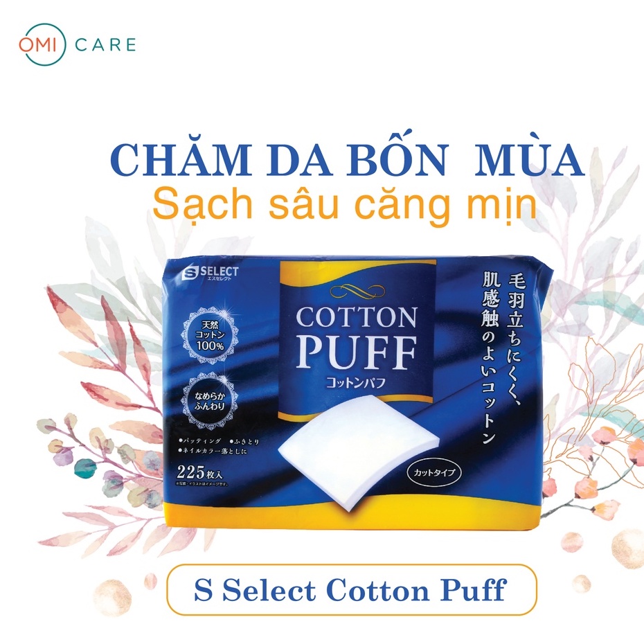 Bông Tẩy Trang S Select 100% Cotton Nhật Bản 225 miếng ( Dạng Square)