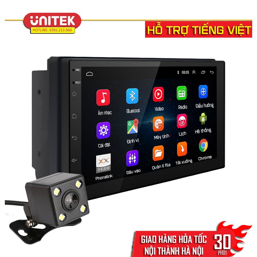 (Hỗ trợ Tiếng Việt) Màn Hình Cảm Ứng LCD 7 inch Hỗ Trợ Nghe Nhạc MP5 Bluetooth Wifi GPS Android 9.1 Bản Mới Nhất