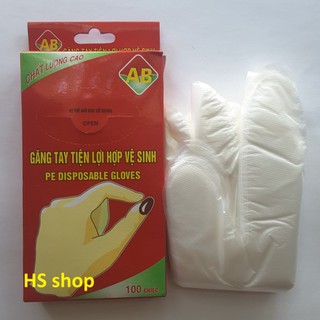 Hộp 100 Găng tay nilon (PE) AB bảo vệ tay sử dụng 1 lần rất tiện dụng - NPP HS shop