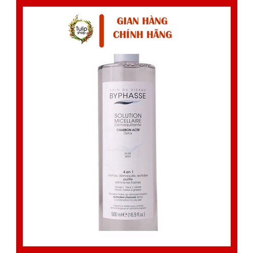 NƯỚC TẨY TRANG THAN HOẠT TÍNH BYPHASSE  Solution Micellaire Desmaquillante Charbon Actif Detox