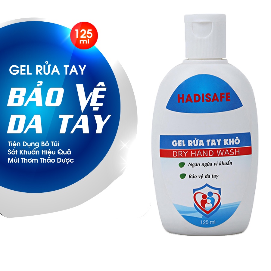 Gel Rửa Tay Khô Sát Khuẩn Hadisafe 125ml Không Gây Khô Hại Da Tay