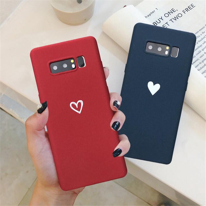 Ốp điện thoại nhám màu trơn in hình trái tim cho Samsung Galaxy Note 8 9 S8 A9 Star C7 C9 Pro | BigBuy360 - bigbuy360.vn