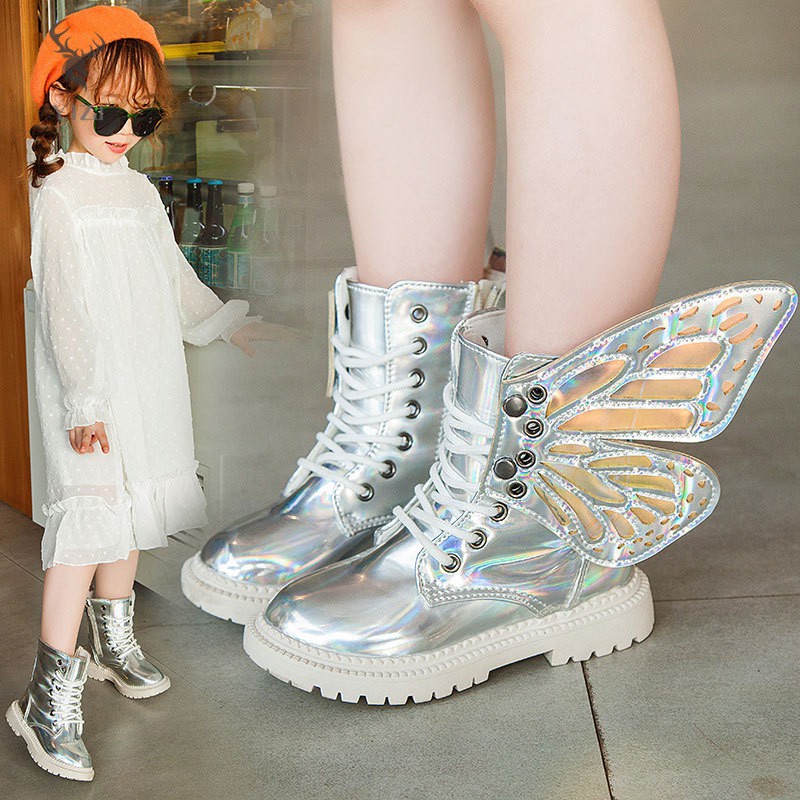 COD&amp; Angel Wings Boots for Kids Girls Durable Fashionable Kids Boots with Wings