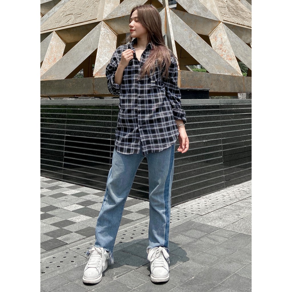 Áo khoác sơ mi caro nam nữ unisex tay dài dáng rộng Hàn Quốc áo sơ mi kẻ caro phong cách trẻ trung năng động - DOYKOY | BigBuy360 - bigbuy360.vn