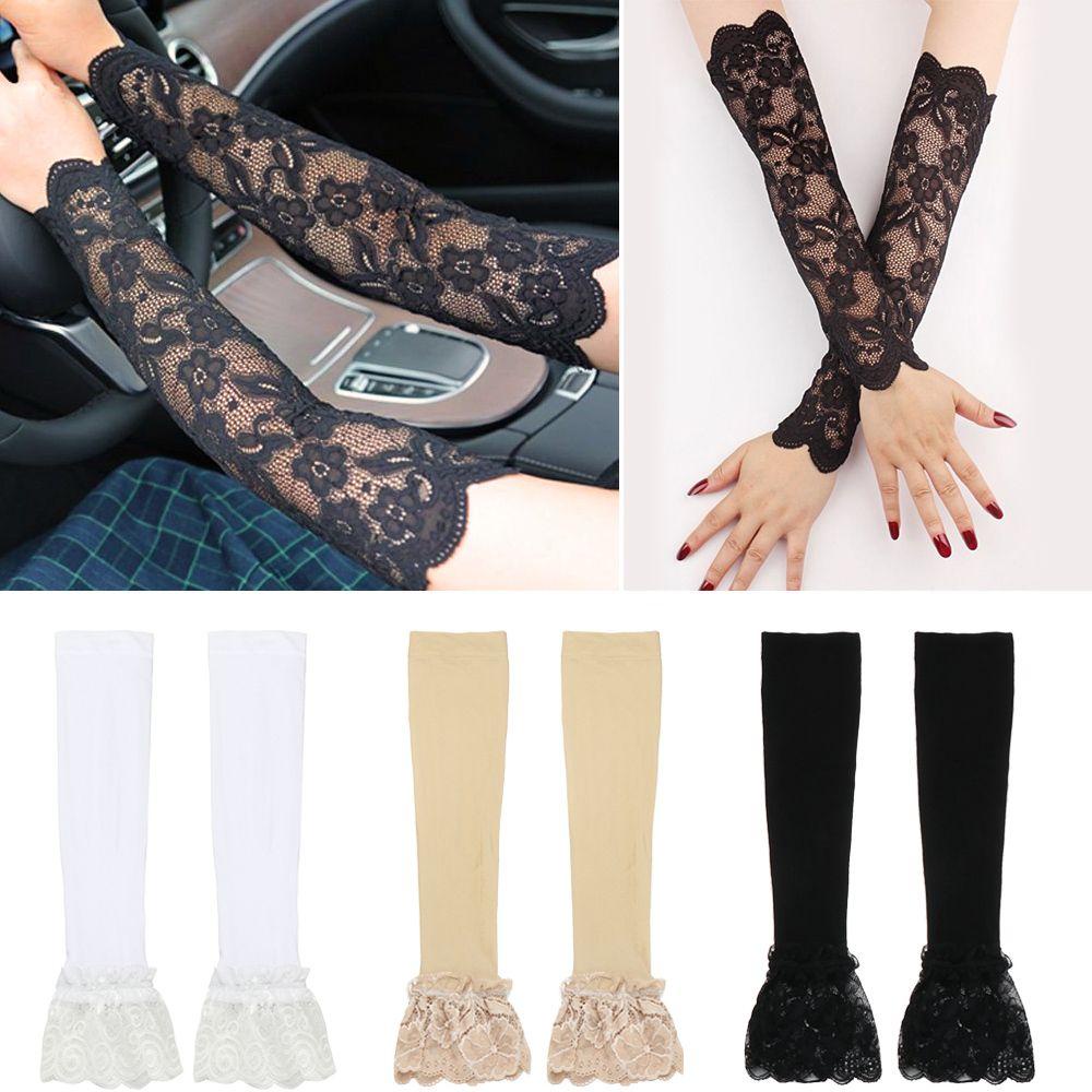 Găng Cánh Tay Mềm Mại Chống Nắng Phối Ren Thời Trang Mùa Hè Cho Nữ