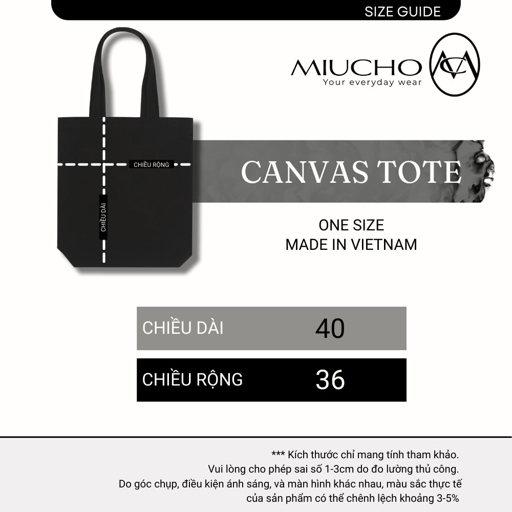 Túi tote đeo chéo đi học du lịch hè MV010 Miucho in basic