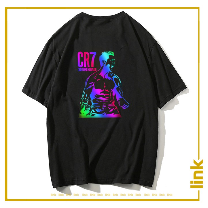 Áo thun phản quang tay lỡ CR7 dáng rộng unisex