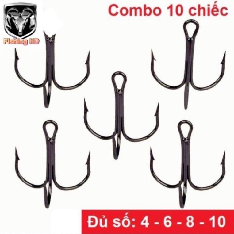 Combo 10 Lưỡi 3 Tiêu Lưỡi Câu Cá Có Ngạnh Lưỡi Câu Lure Thép Không Gỉ LC3 đồ câu FISHING_HD