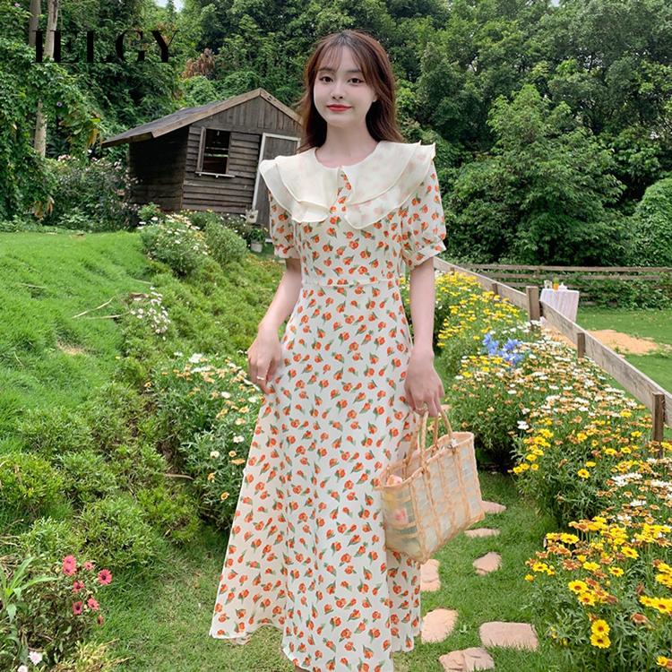 IELGY  Ielgy Đầm Hoa Mỏng Kiểu Dáng Ngọt Ngào Cho Nữ