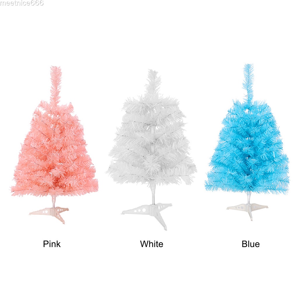 Cây thông noel trang trí màu trắng/ hồng /xanh lam kích thước 60cm có giá đỡ dễ dàng lắp ráp