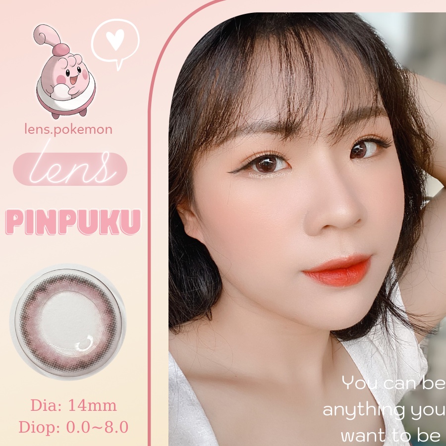 Kính áp tròng PINPUKU hồng đất giãn nhẹ 14.0mm - Lens cận thời trang Hàn Quốc chính hãng