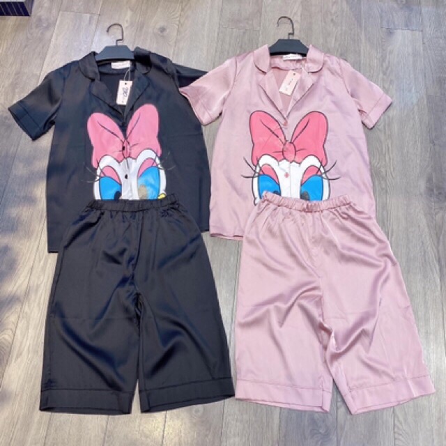 BỘ/SET LỤA PIJAMA ÁO CỘC - QUẦN ĐÙI VỊT DONAL SIÊU XINH