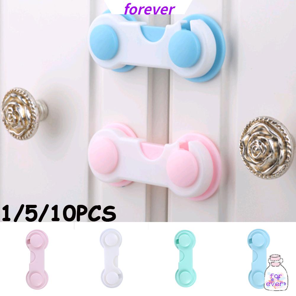 Set 1/5/10 Khóa Cửa Tủ Lạnh/Ngăn Kéo Bằng Nhựa Đa Năng Bảo Vệ An Toàn Cho Bé Nhiều Màu Sắc