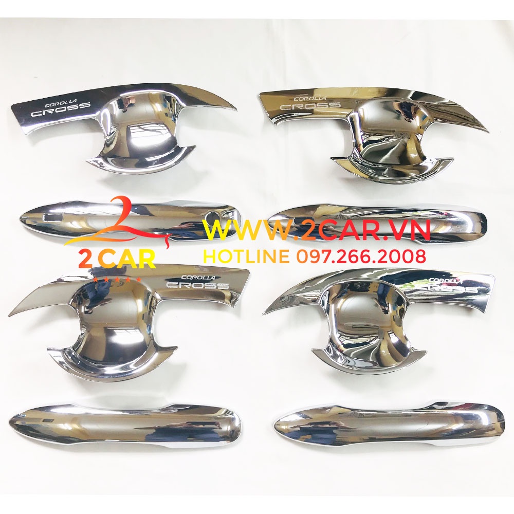 [Mã LIFEAU5SALE giảm 20k đơn 50k] Ốp tay nắm, hõm cửa xe Toyota Corolla Cross 2020- 2021 mạ crom cao cấp