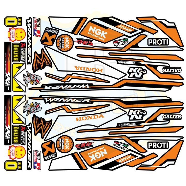 ( Quí khách vui lòng mang ra tiệm cho thợ dán ) Tem winner NGK cam đen