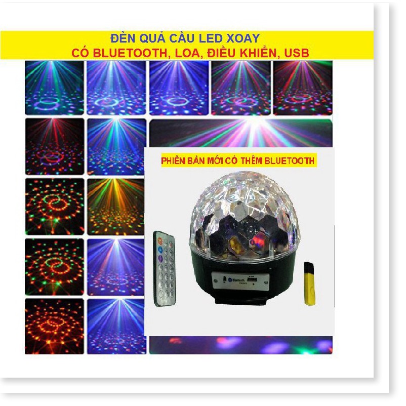 Đèn LED Quả Cầu Cảm Ứng Xoay Pha Lê 7 Màu Nháy Theo Nhạc có BLUETOOTH S.T