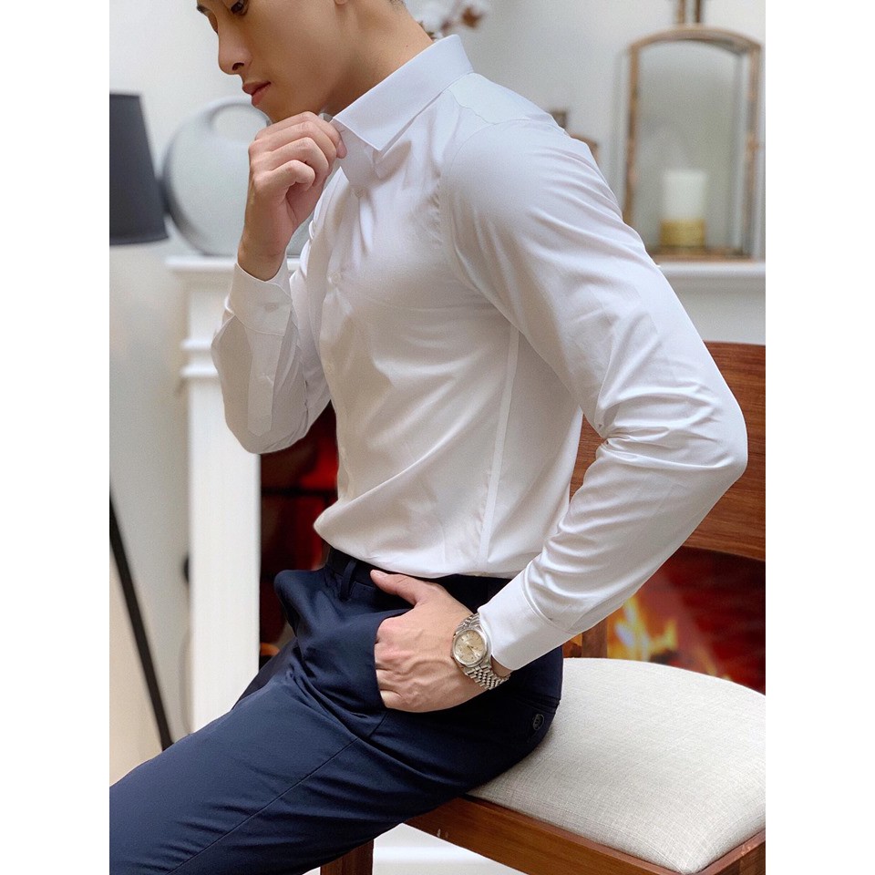Sơ Mi Màu Nam Dài Tay trơn,Áo Sơ Mi Dài Tay,Áo Sơ Mi Hàn Quốc chất lụa mềm mịn dáng body, slimfit cực chuẩn