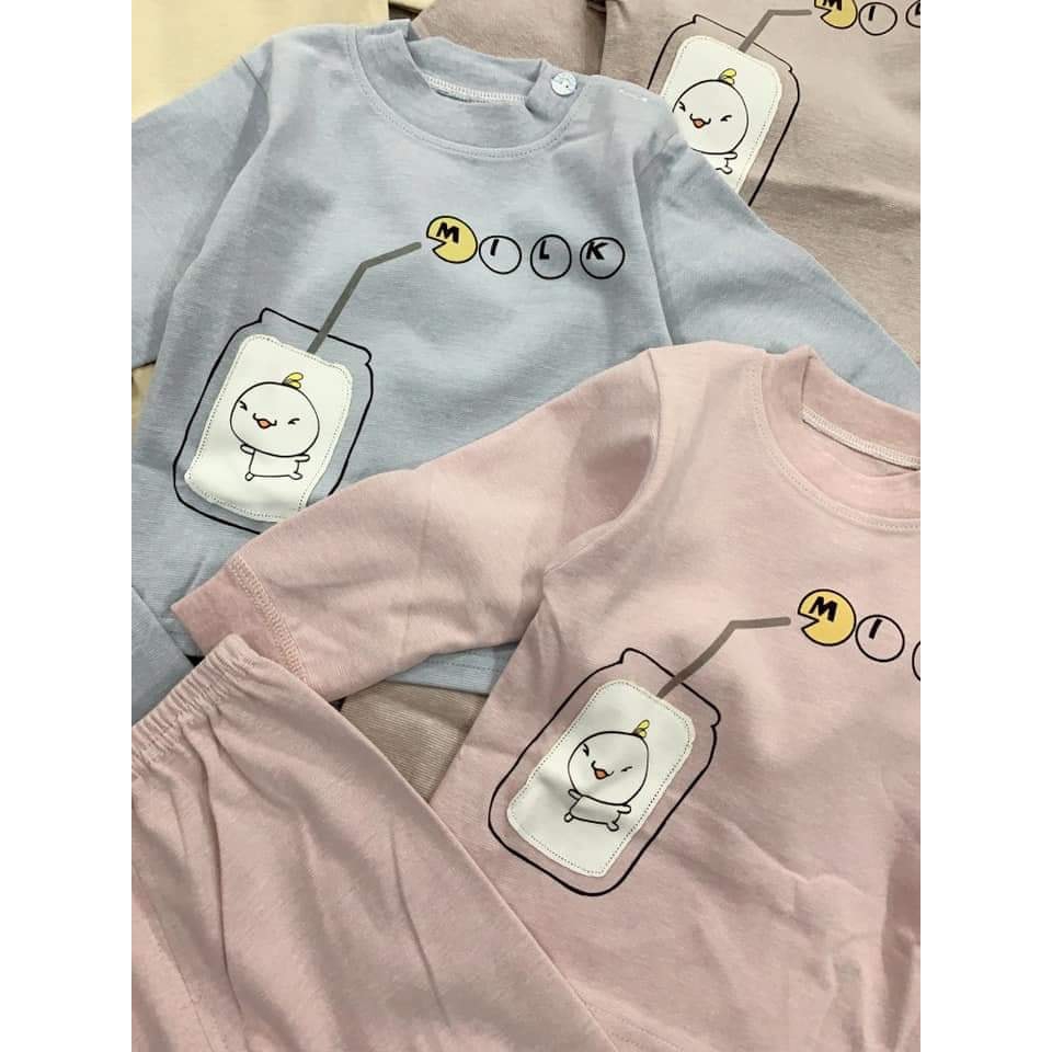 BỘ COTTON XUẤT NHẬT HÀNG QUẢNG CHÂU CAO CẤP IN HÌNH (MILK_HELLO) CHO BÉ-(10-17KG) | WebRaoVat - webraovat.net.vn