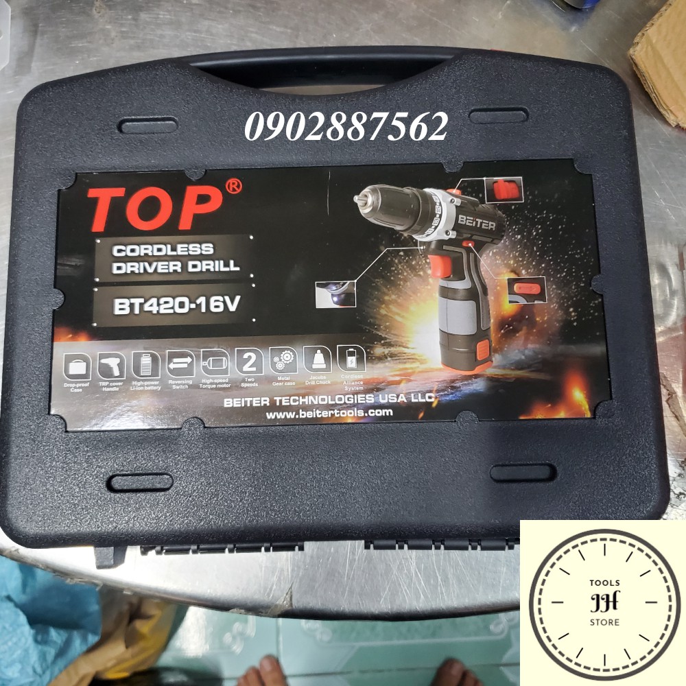 Máy Khoan Bắt Vít Dùng Pin Top 12V , 16V (Kèm 1 Pin Dự Phòng)