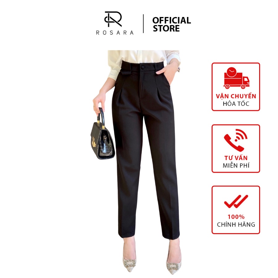 Quần baggy dáng suông công sở thời trang nữ cúc bọc Rosara Q07