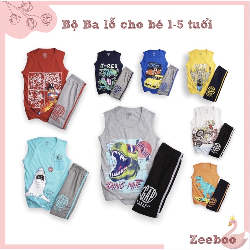 Bộ ba lỗ chất COTTON 100% mát lịm cho bé trai từ 1-5 tuổi, thương hiệu Gap made in Viet Nam