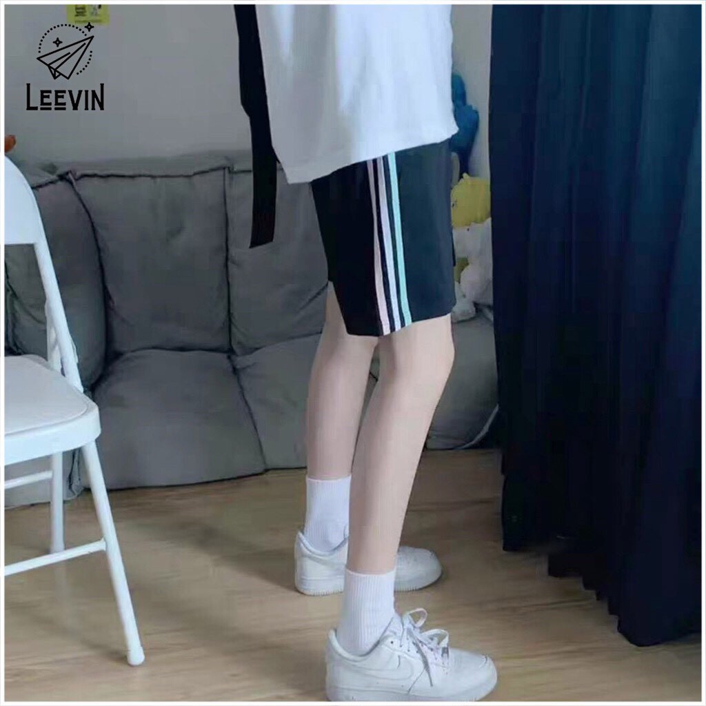 Quần short 3 sọc unisex, quần đùi nam nữ kẻ sọc chất su đúc - myl.fashion