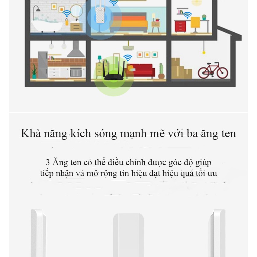 Bộ siêu kích sóng,khuếch đại wifi Tenda 3 ăng ten 300Mbps (cao cấp) | BigBuy360 - bigbuy360.vn