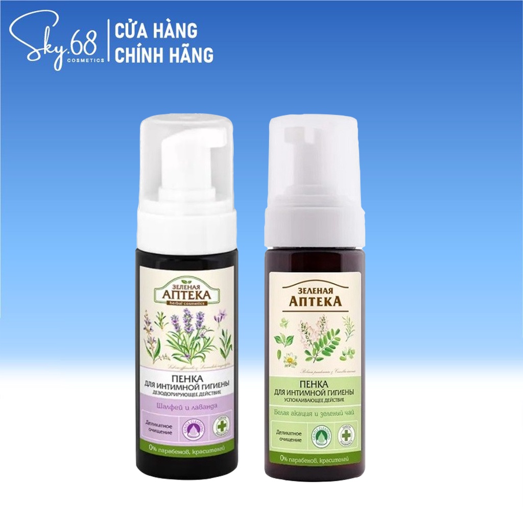 Dung Dịch Vệ Sinh Phụ Nữ Dạng Bọt Giúp Kháng Khuẩn Cân Bằng Độ pH Vùng Kín Zelenaya Apteka 150ml