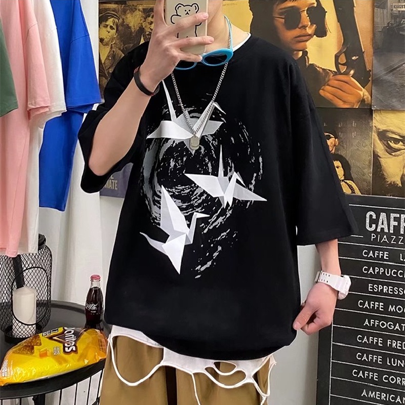 Áo Thun Tay Ngắn Cổ Tròn Dáng Rộng In Họa Tiết Hoạt Hình Thoải Mái Thời Trang Mùa Hè Cho Nam Và Nữ size M-5XL