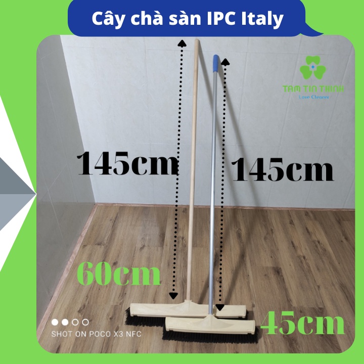 Cây chà sàn cán dài cao cấp 60cm, Bàn chải sợi cứng chà sàn công nghiệp IPC Italy