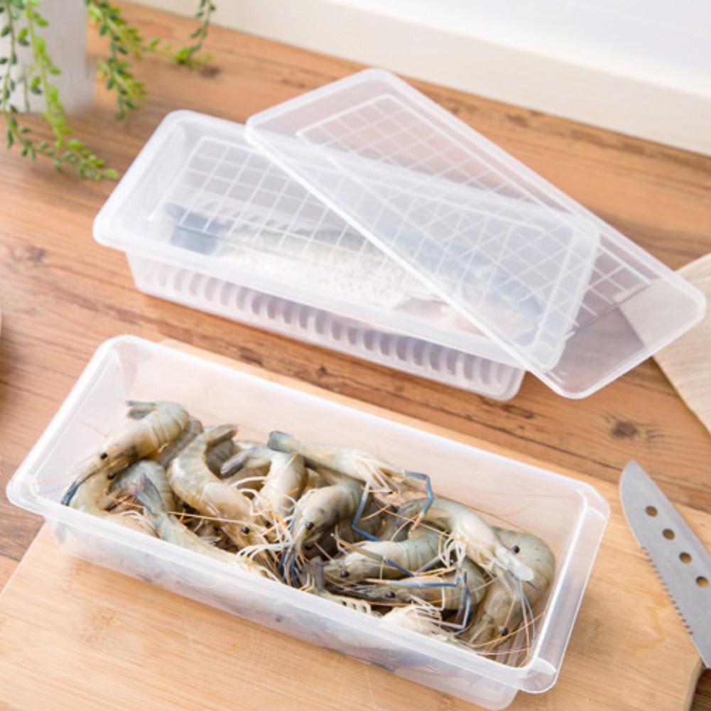 Fresh Food Storage Container with Drain Plate Case Box