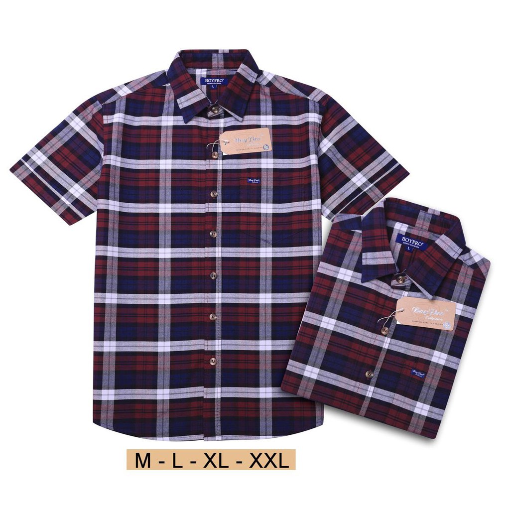 [GIẢM 30K CHO ĐƠN >=250K] Áo Sơ Mi Nam Sọc Caro Boypro Cao Cấp BP003 (Sọc Đỏ Xanh)