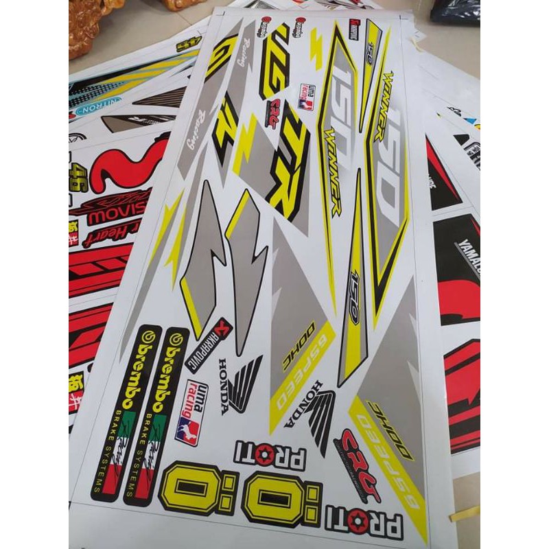 Tem Rời Winner Gtr Xám Vàng Dán Xe Trắng - Tem 3 Lớp Chất Lượng - Tặng Logo - Ver 10