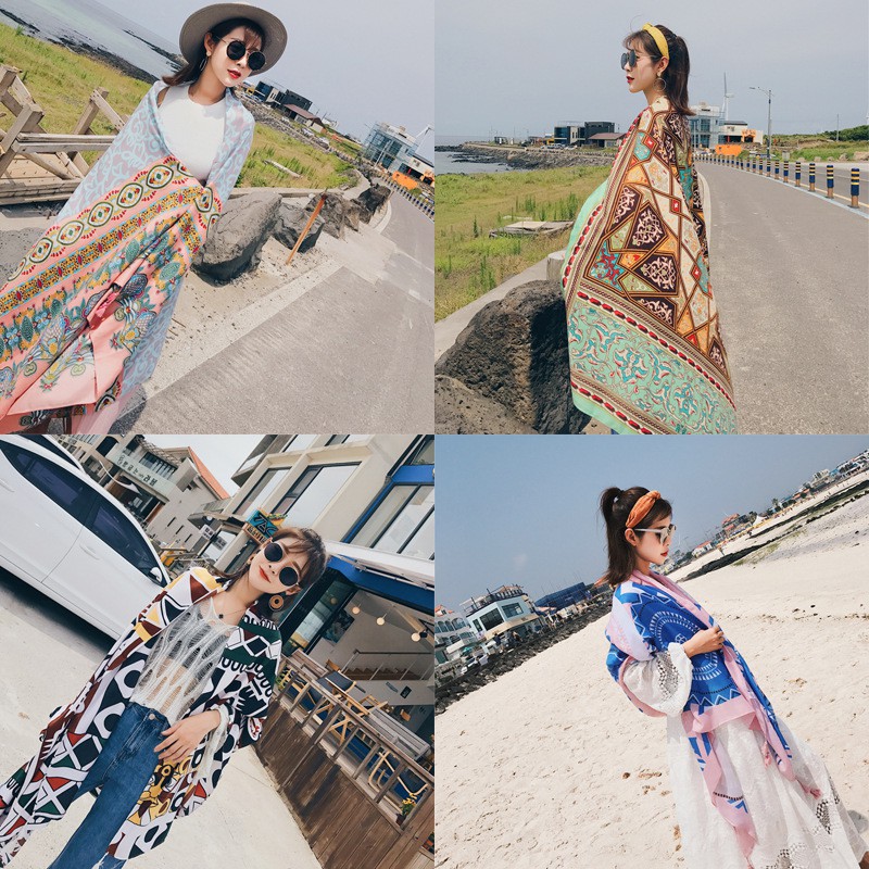 Khăn choàng boho đi biển phong cách vintage