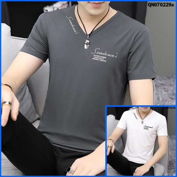 Áo phông nam cổ tim TN68 đơn giản vải sợi tre tổng hợp đẹp form Hàn Quốc . 👑