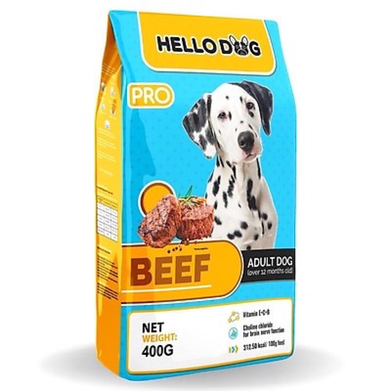 Thức ăn hạt cho chó trưởng thành Hello Dog 400g(Vị bò)