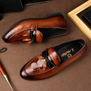 Giày lười nam nơ chuông dập vân phối màu siêu đẹp