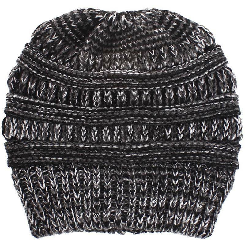 Mũ trùm đầu beanie dệt kim giữ tóc đuôi ngựa cao co giãn mềm mại thời trang mùa đông dành cho nữ