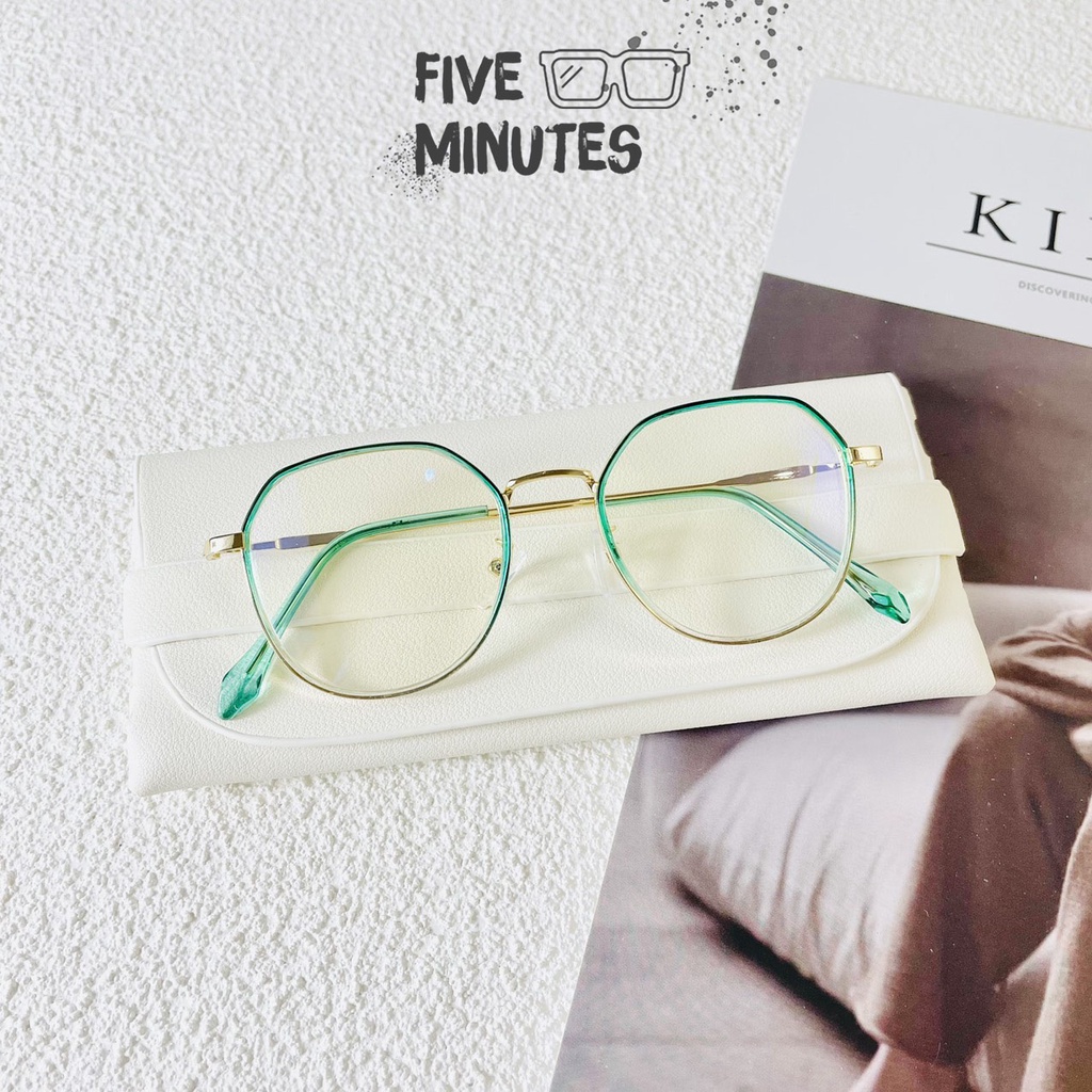 Gọng kính cận nữ, kim loại mảnh nhẹ kết hợp nhựa dẻo nhiều màu Fiveminutes dễ đeo Siêu hot