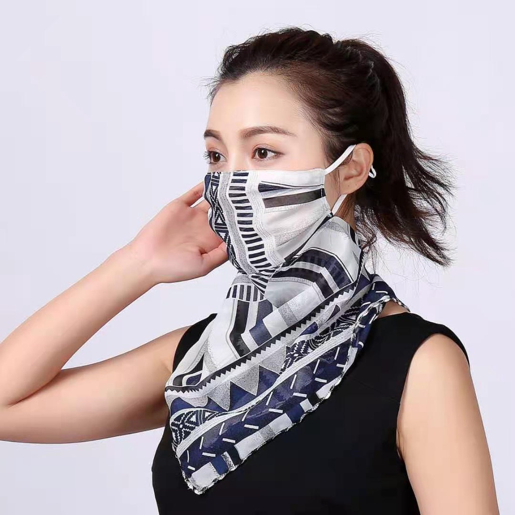 Khẩu trang VOAN DÀI 2 lớp che cổ siêu xinh, che bụi, nắng không gây bí