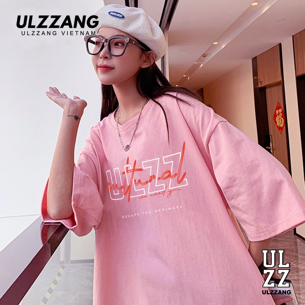 Áo thun unisex ULZZ ulzzang tay lỡ form dáng rộng cultunal