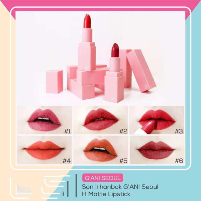 [Siêu phẩm] Combo 2 thỏi Son lì Hanbok G'ani Seoul H Lipstick Anh Đào ( Mdae in Korea -Hàn Quốc)