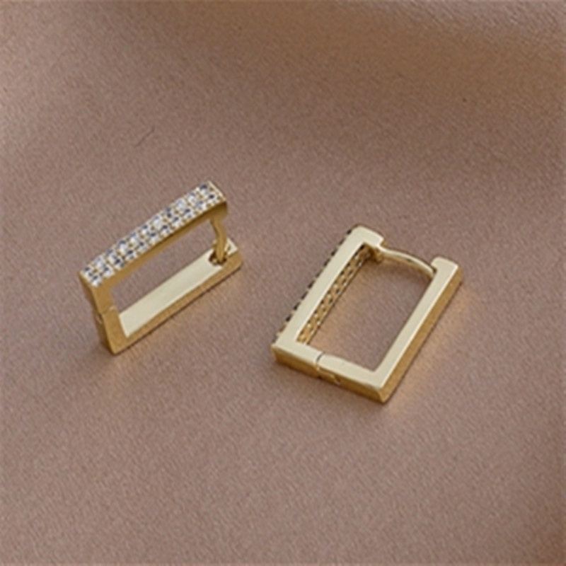 Bông tai mạ bạc 925 hình vuông thiết kế đơn giản phong cách Hàn Quốc mới